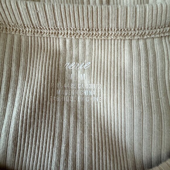 Women's M NWT Aerie Beige Ruched Rib Midi Dress Sleeveless - Picture 6 of 8